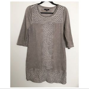 Yest Grayish Brown Textured Paneling Dress 6